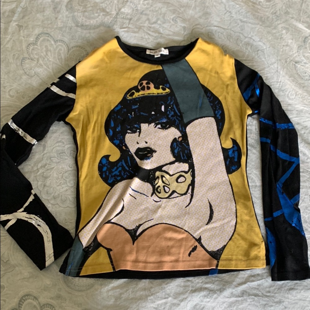 Graphic Long Sleeve Top with Pop Art Design